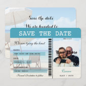 Cancun Wedding Boarding Pass Bewaar de datum Save The Date (Voorkant / Achterkant)