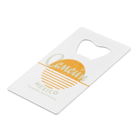 Cancun Yucatan Mexico Sun Creditkaart Flessenopener (Achterkant Gekanteld)