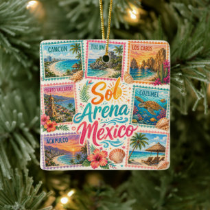 Cancun Zon Zand Mexico Mooie Stranden Tropisch  Keramisch Ornament