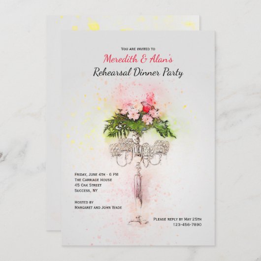 Candelabra Diner Uitnodigingen (Voorkant / Achterkant)