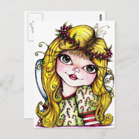 Candi Cane Fairy Briefkaart (Voorkant / Achterkant)