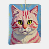 “Candice” A Cherry Striped Mystique – Cat Portrait Keramisch Ornament (Rechts)