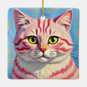 “Candice” A Cherry Striped Mystique – Cat Portrait Keramisch Ornament (Achterkant)