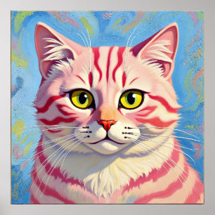 "Candice" Een kersengestreepte mystiek - Kattenpor Poster