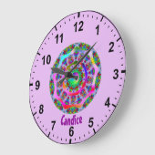 CANDICE ~ Rainbow Fractal Pattern ~ Gepersonalisee Grote Klok (Hoek)