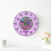 CANDICE ~ Rainbow Fractal Pattern ~ Gepersonalisee Grote Klok (Huis)