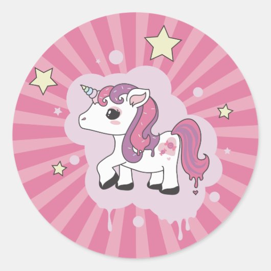 Candicorn, het Snoep Eenhoorn Ronde Sticker (Voorkant)