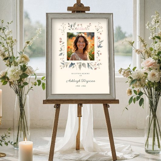 Candid Delicate Soft Pastel Floral Frame Photo  Poster