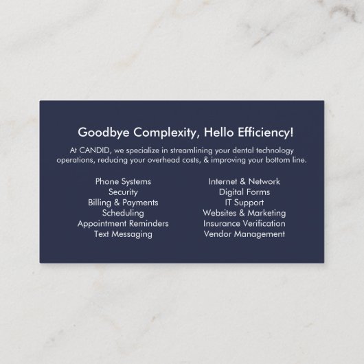 Candid Visitekaartje (Achterkant)