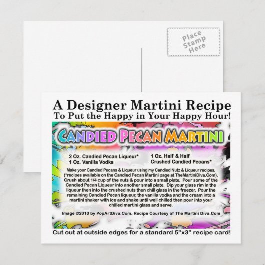 Candied Pecan Martini Recept Briefkaart (Voorkant / Achterkant)