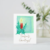 Candle and holly Christmas Card Feestdagenkaart (Staand voorkant)