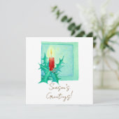 Candle and holly Christmas Card Kaart (Staand voorkant)