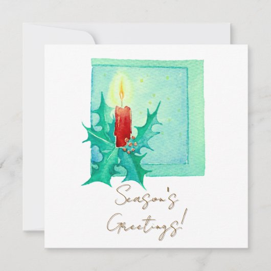 Candle and holly Christmas Card Kaart (Voorkant)