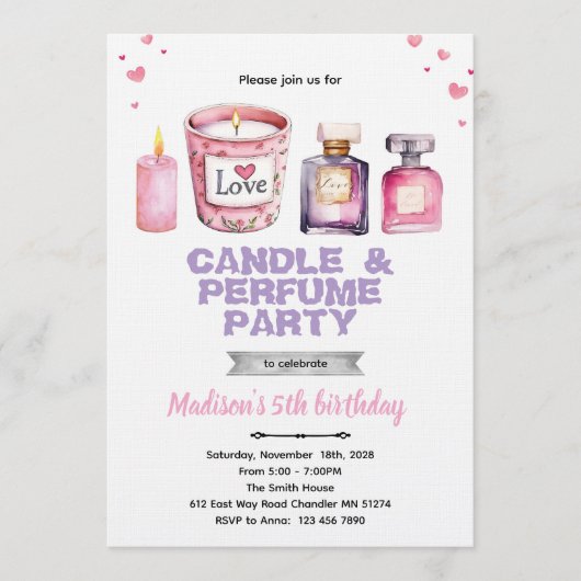 Candle and Perfume party invitation Kaart (Voorkant)