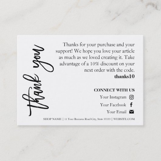 Candle Care Chic Script Dank u kaart Visitekaartje (Voorkant)