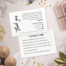 Candle Care Chic Script Dank u kaart