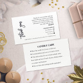 Candle Care Chic Script Dank u kaart Visitekaartje