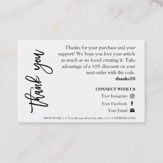 Candle Care Chic Script Dank u kaart Visitekaartje (Voorkant)