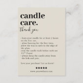 Candle Care Dank u Verpakking Kaart (Voorkant)