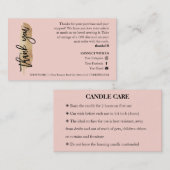 Candle Care Gold Gliter Chic Script Hartelijk dank Visitekaartje (Voorkant / Achterkant)