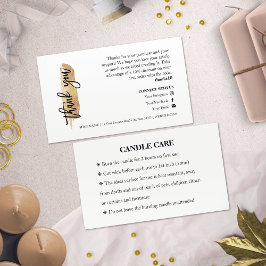 Candle Care Gold Gliter Chic Script Hartelijk dank Visitekaartje