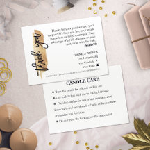 Candle Care Gold Gliter Chic Script Hartelijk dank