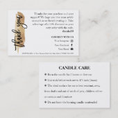Candle Care Gold Gliter Chic Script Hartelijk dank Visitekaartje (Voorkant / Achterkant)