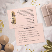 Candle Care Gold Glitter Chic Script Hartelijk dan Visitekaartje