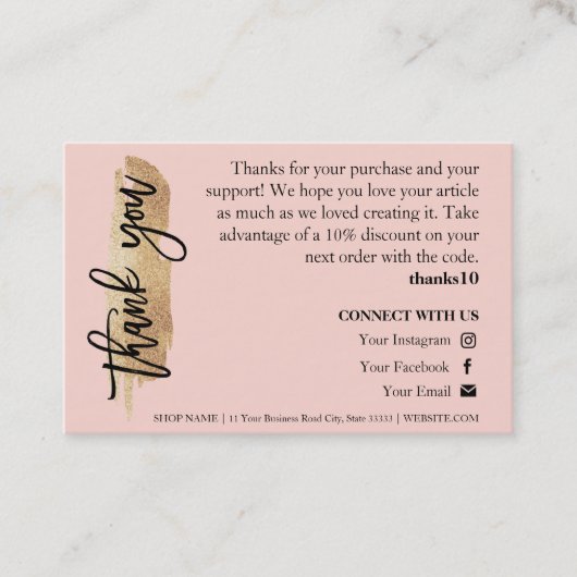 Candle Care Gold Glitter Chic Script Hartelijk dan Visitekaartje (Voorkant)