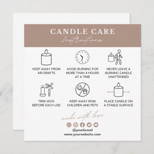 Candle Care Instructions Kaart (Voorkant / Achterkant)