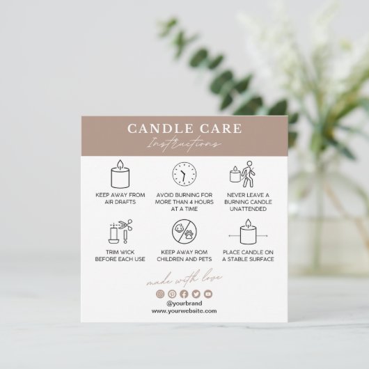 Candle Care Instructions Kaart (Staand voorkant)