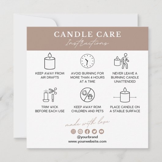 Candle Care Instructions Kaart (Voorkant)