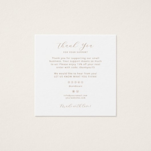 Candle Care Kaart dank u kaart instructie Kaart (Voorkant)