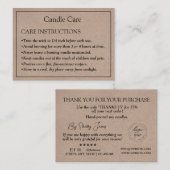 Candle Care Kraft Paper | Aangepaste Logo Hartelij Visitekaartje (Voorkant / Achterkant)