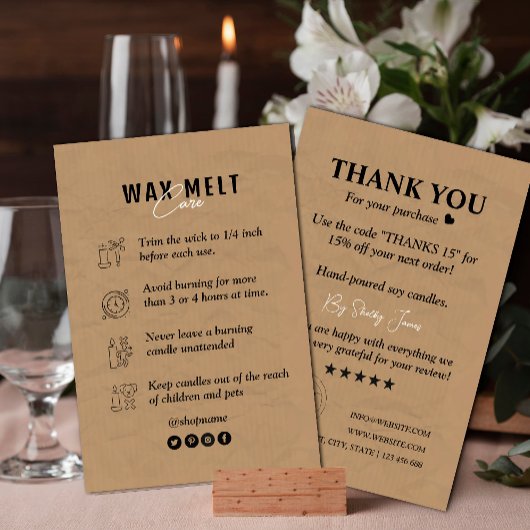 Candle Care Kraft Paper | Aangepaste Logo Hartelij Visitekaartje