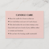 Candle Care Pink Chic Script Bedankt voor je credi Visitekaartje (Achterkant)