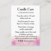 Candle Care Pink Peony Flower | Dank u wel Visitekaartje (Achterkant)