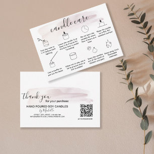 Candle Care Thank You Card Uw Logo QR-code toevoeg Bedankkaart
