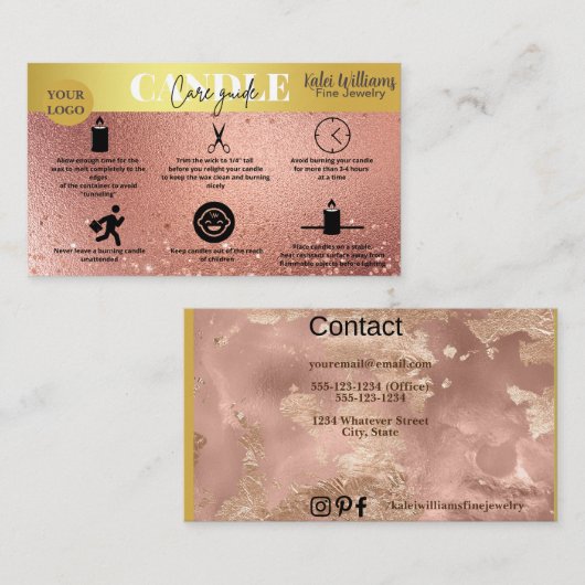 Candle Care Visitekaartje (Voorkant / Achterkant)