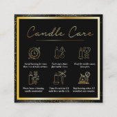 Candle Care Zwart Goud | Aangepaste Logo Dank u Vierkante Visitekaartje (Achterkant)