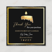 Candle Care Zwart Goud | Aangepaste Logo Dank u Vierkante Visitekaartje (Voorkant)