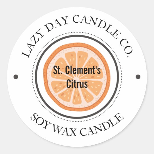 Candle Company Citrus St. Clements Oranje Lemon Ronde Sticker (Voorkant)