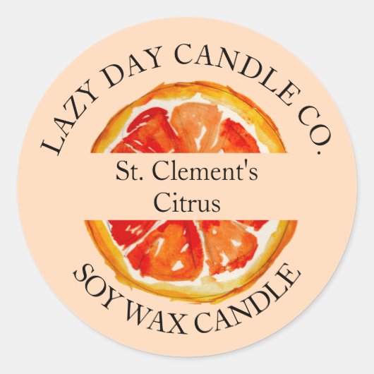 Candle Company Oranje Citrus Verpakking Sticker (Voorkant)