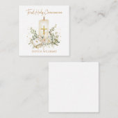 Candle Cross Bible Greenery First Holy Communion  Informatiekaartje (Voorkant / Achterkant)