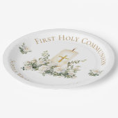 Candle Cross Flowers First Holy Communion  Papieren Bordje (Gekanteld)