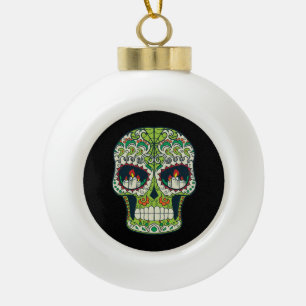 Candle Eyes Tattoo Mexican Sugar Skull Keramische Bal Ornament