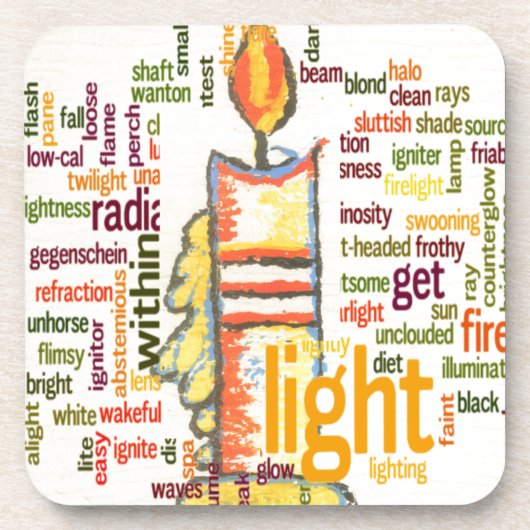Candle Flame Word Cloud Art Print Bier Onderzetter (Voorkant)