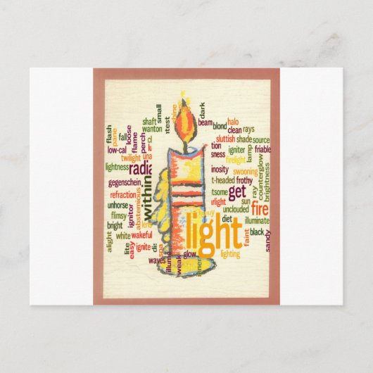Candle Flame Word Cloud Art Print Briefkaart (Voorkant)