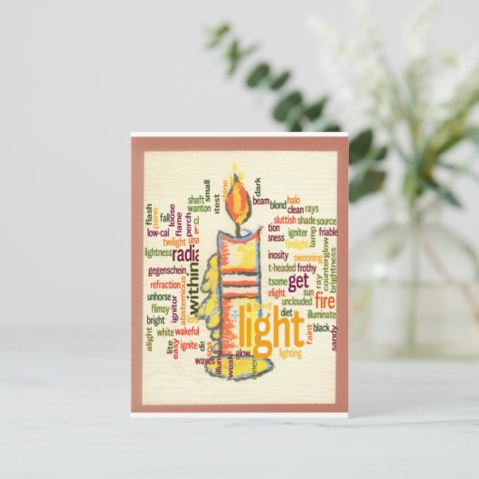 Candle Flame Word Cloud Art Print Briefkaart (Staand voorkant)