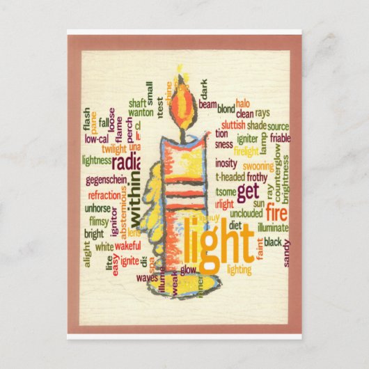 Candle Flame Word Cloud Art Print Briefkaart (Voorkant)